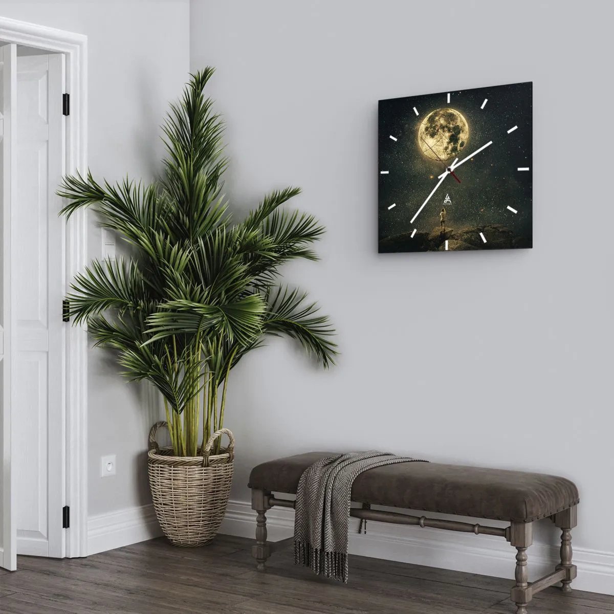 Wanduhr - Glasuhr - Der Mann, der den Mond gestohlen hat - 40x40 cm