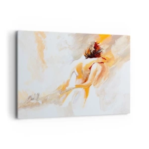 Bild auf Leinwand - Leinwandbild - Abstrakte Szene einer romantischen Umarmung - 120x80cm - Am Himmel der Nähe - Moderne Wanddekoration für Wohnzimmer und Schlafzimmer ARTTOR