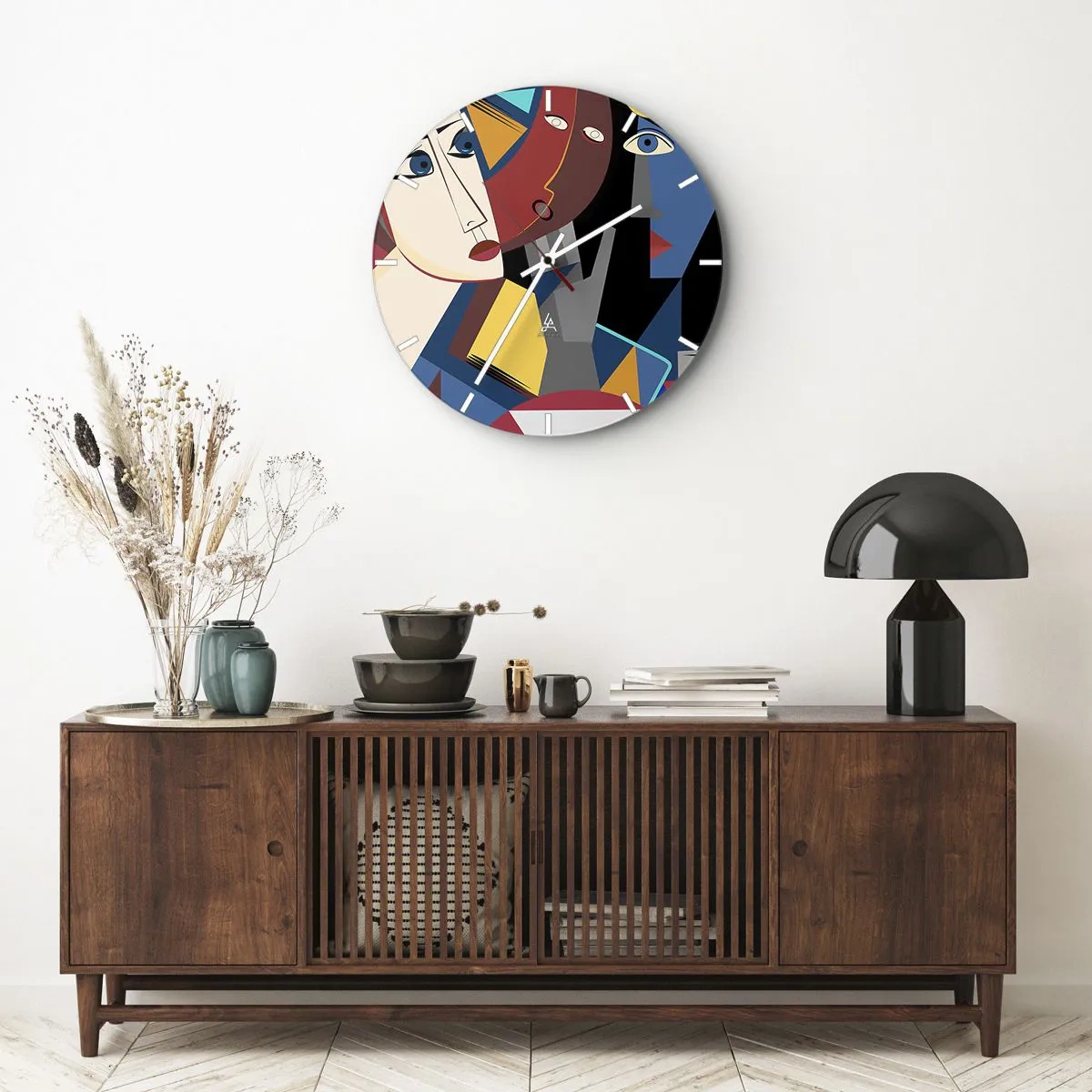 Wanduhr - Glasuhr - Gespräch zwischen Kubisten - 40x40 cm