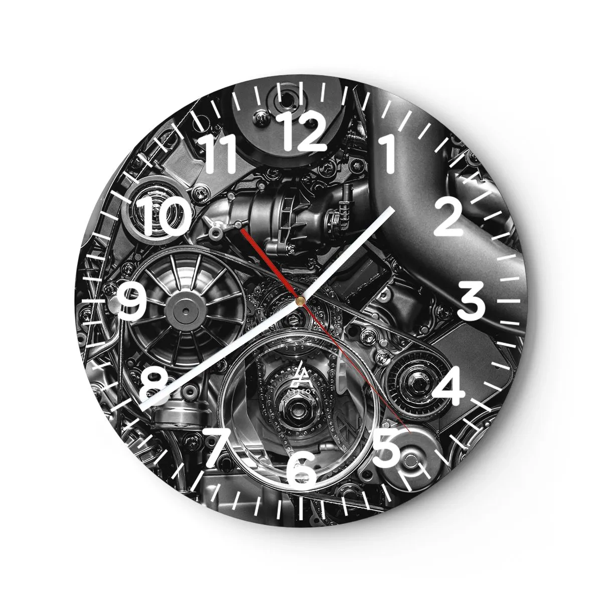 Wanduhr - Glasuhr - Die Poesie der Mechanik - 30x30 cm