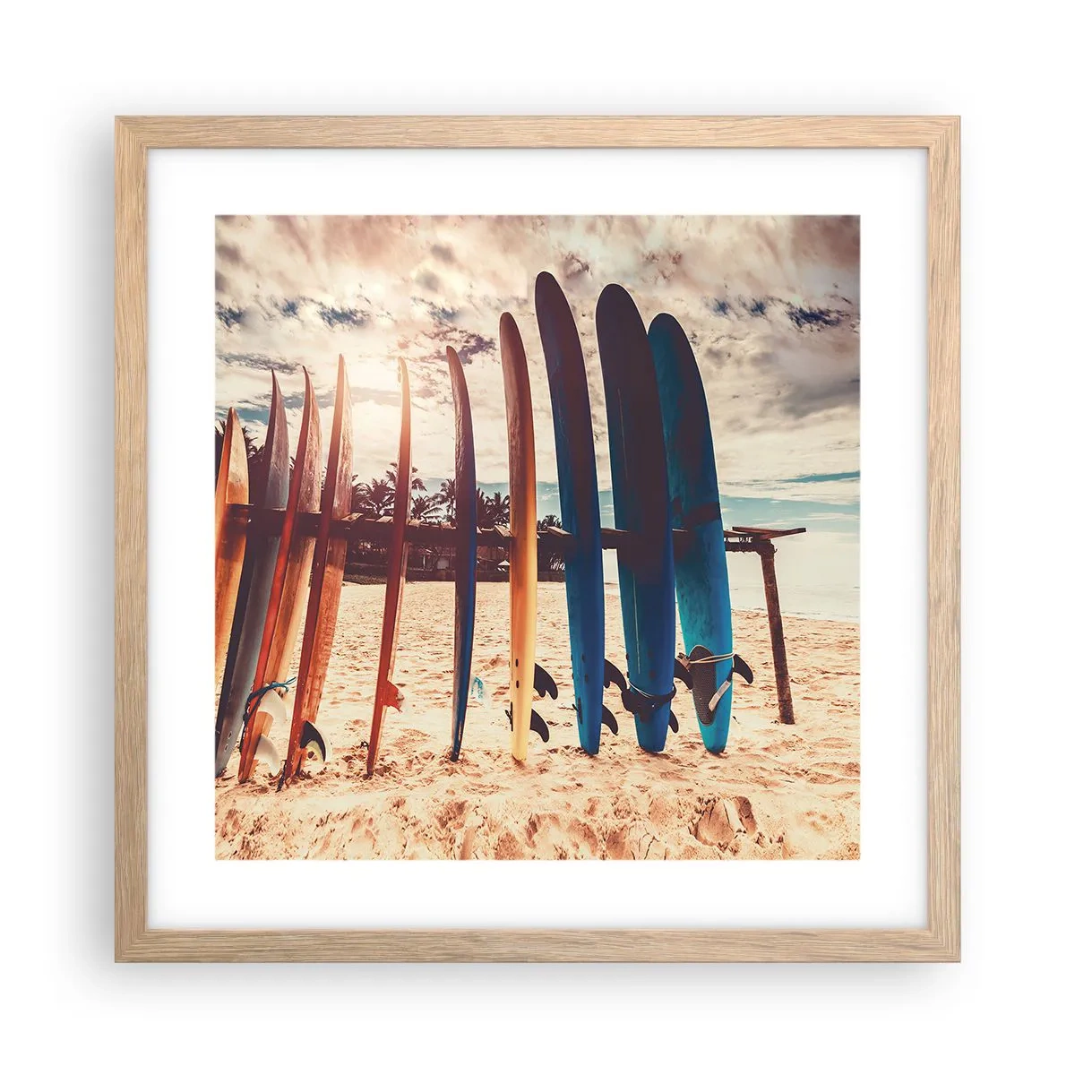 Poster in einem Rahmen aus heller Eiche - Gute Nacht bis morgen - 40x40 cm