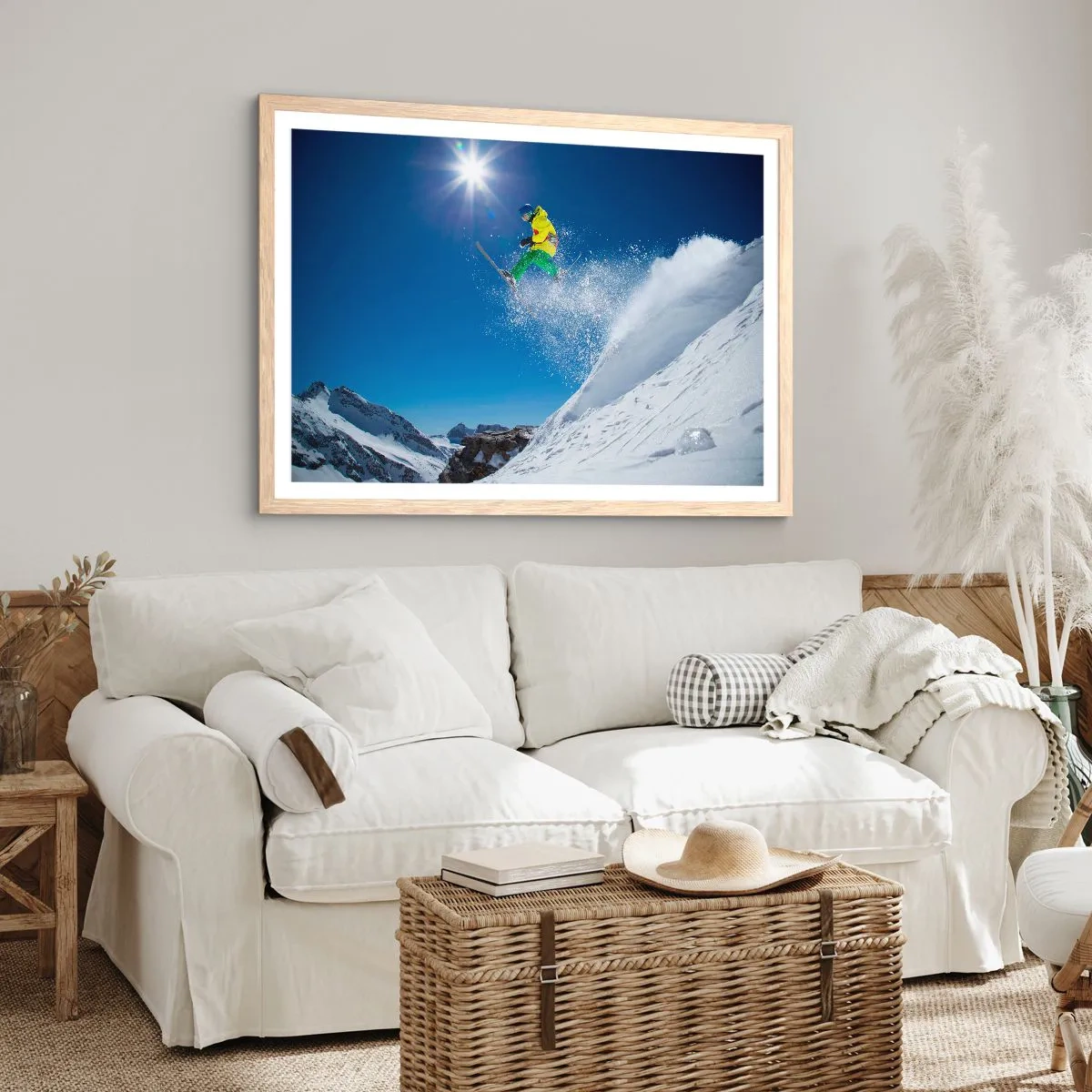 Poster in einem Rahmen aus heller Eiche - Tanzen mit den Bergen - 91x61 cm