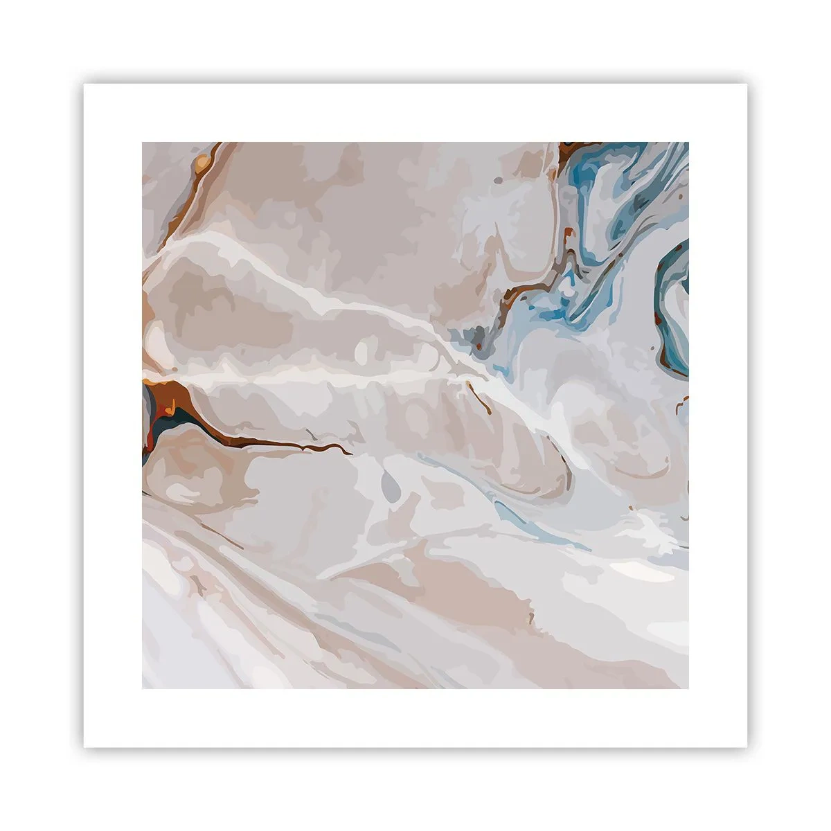 Poster - Blau schlängelt sich unter dem Weiß - 40x40 cm