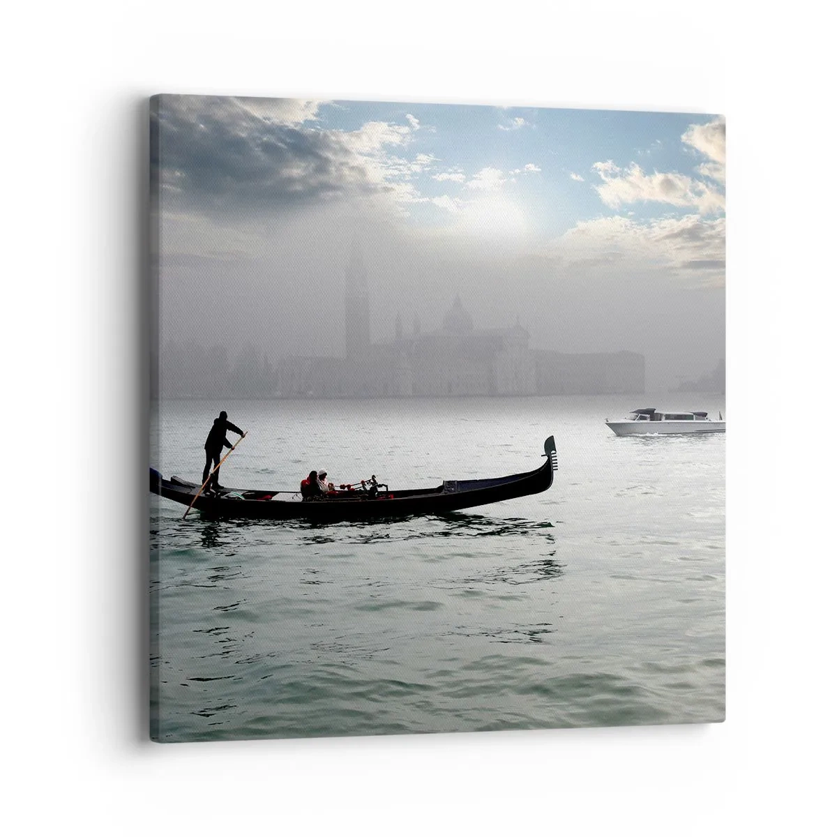 Bild auf Leinwand - Leinwandbild - Eine fabelhafte Stadt aus Wasser und Nebel - 40x40 cm