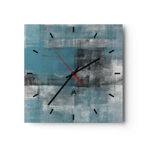 Wanduhr - Glasuhr - Eine abstrakte Komposition in Blautönen mit Textur und Schichten. - 30x30cm - Wasser und Luft - Moderne Wanddekoration für Wohnzimmer und Schlafzimmer ARTTOR