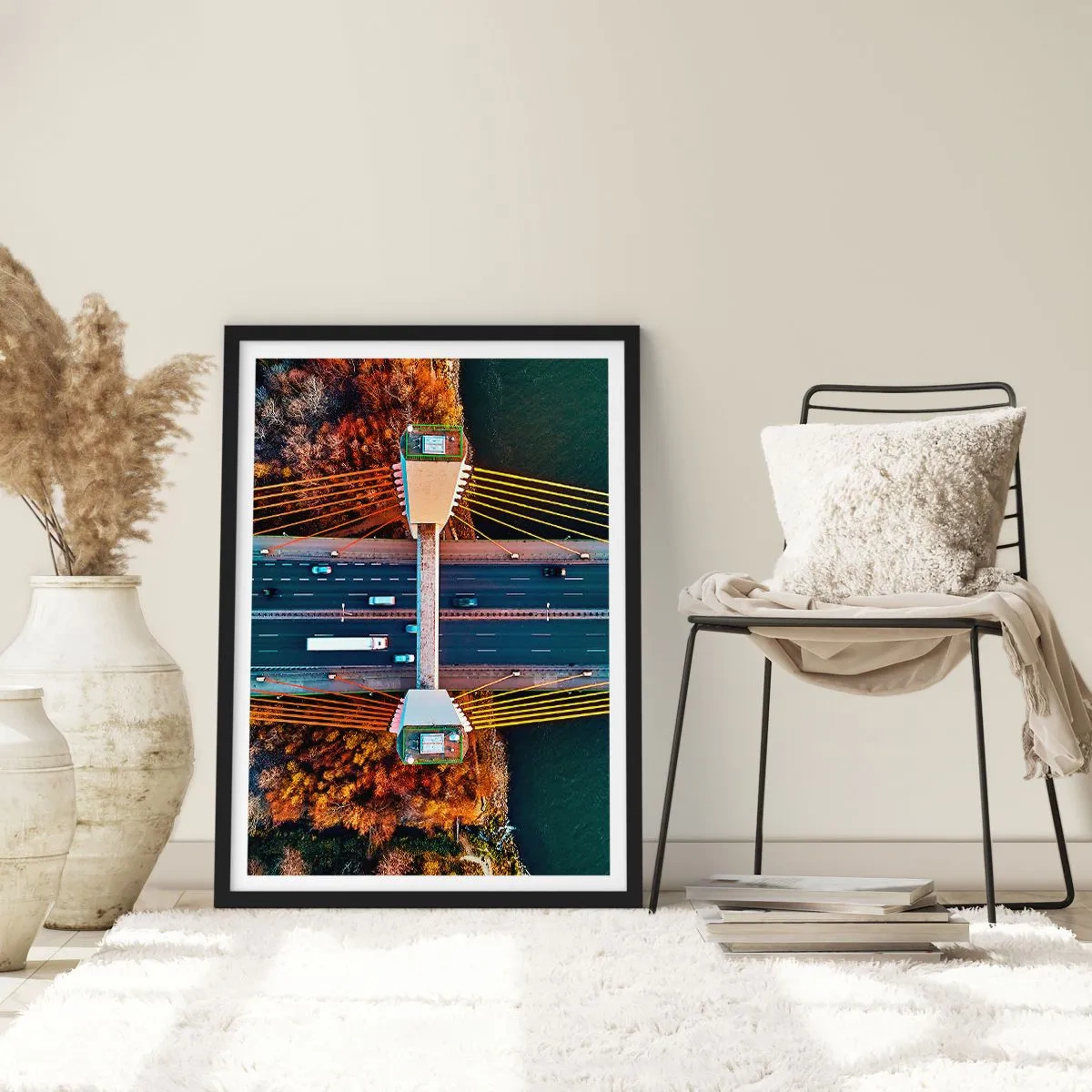 Poster in einem schwarzem Rahmen - Jenseits der Gewässer, jenseits der Wälder - 40x50 cm