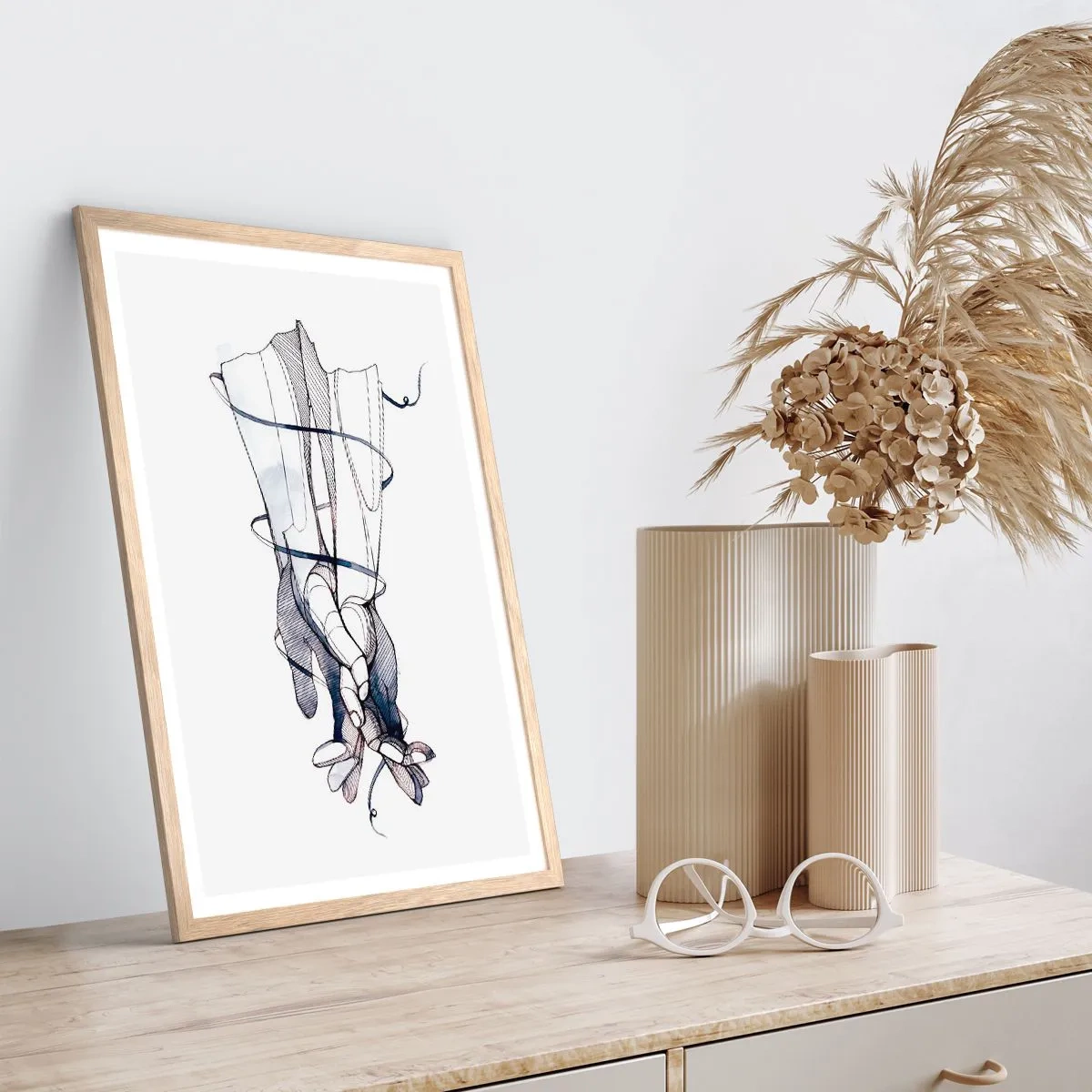 Poster in einem Rahmen aus heller Eiche - Touch-Studie - 70x100 cm