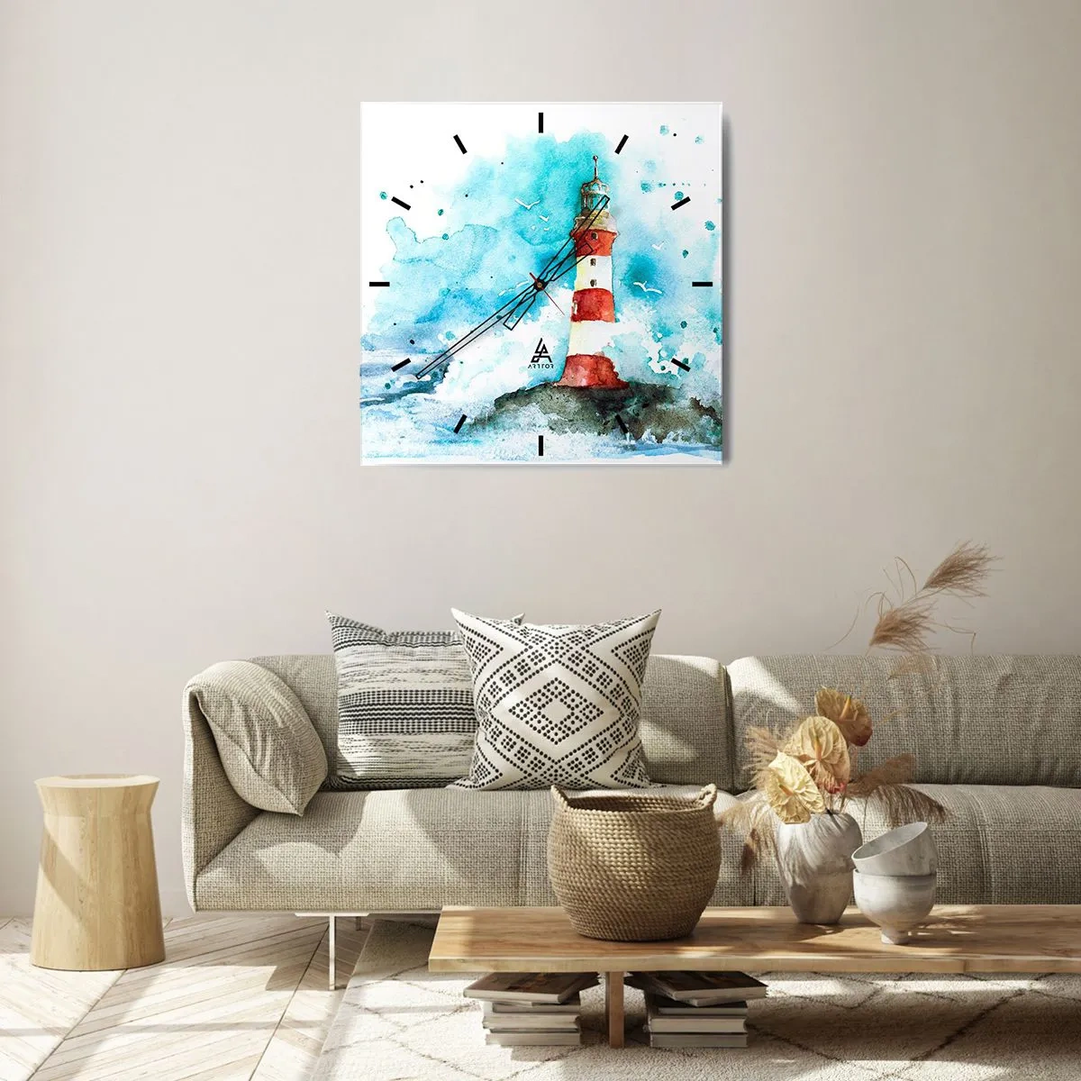 Wanduhr - Glasuhr - Einheit der Elemente - 30x30 cm