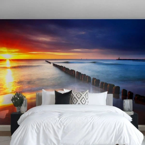 Fototapete Premium Sand - Lausche der Stille - Landschaft, Sonnenuntergang, Strand - 300x210 cm