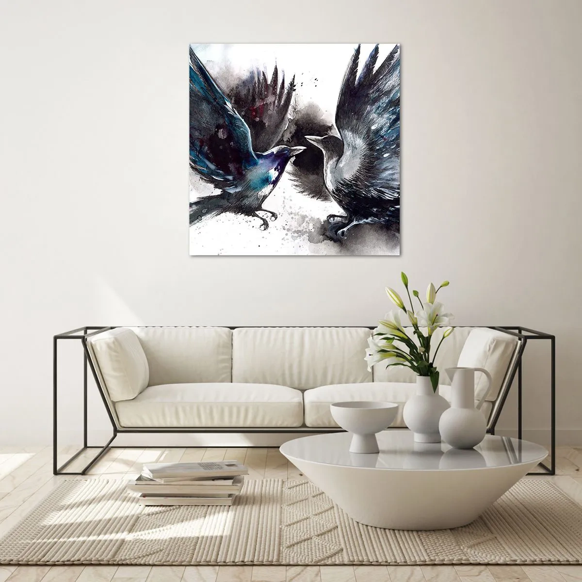 Glasbild - Bild auf glas - Rabe zum Raben ... - 70x70 cm
