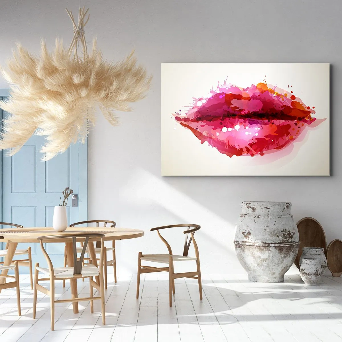 Bild auf Leinwand - Leinwandbild - Abstraktes Lippenmotiv in Rosa- und Rottönen - 120x80cm - Ein rötlicher Rotton - Moderne Wanddekoration für Wohnzimmer und Schlafzimmer ARTTOR