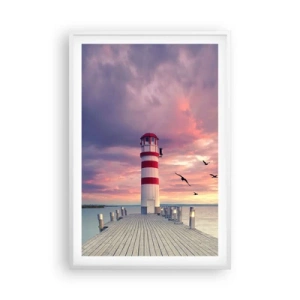 Poster in einem weißen Rahmen - Es ist Zeit zum Hafen zu gehen - 61x91 cm