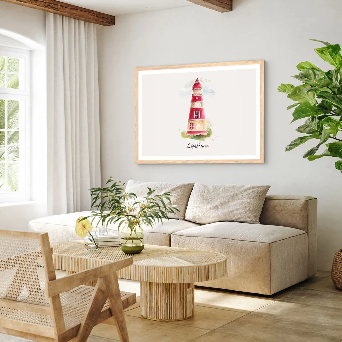 Poster in einem Rahmen aus heller Eiche - Das Wetter ringsum ist immer gut - 70x50 cm