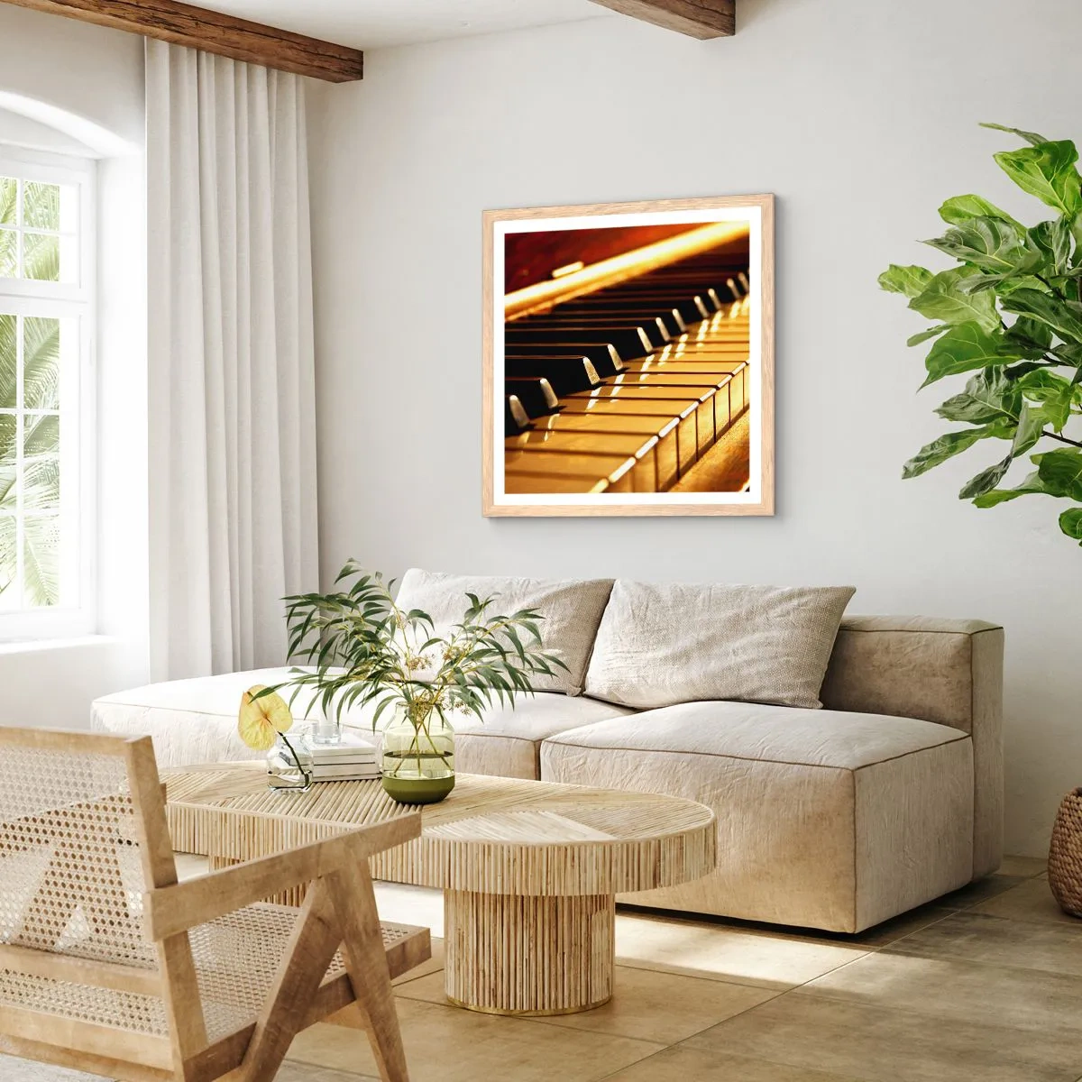 Poster in einem Rahmen aus heller Eiche - Endlose Möglichkeiten - 40x40 cm