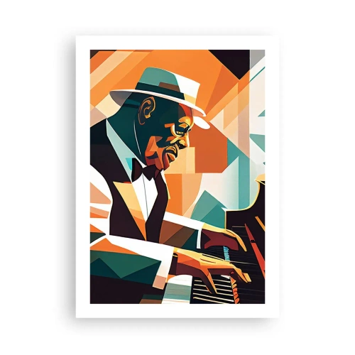 Poster - Abstraktes Porträt eines Pianisten im kubistischen Stil - 50x70cm - Alles vom Jazz - Moderne Wanddekoration für Wohnzimmer und Schlafzimmer ARTTOR