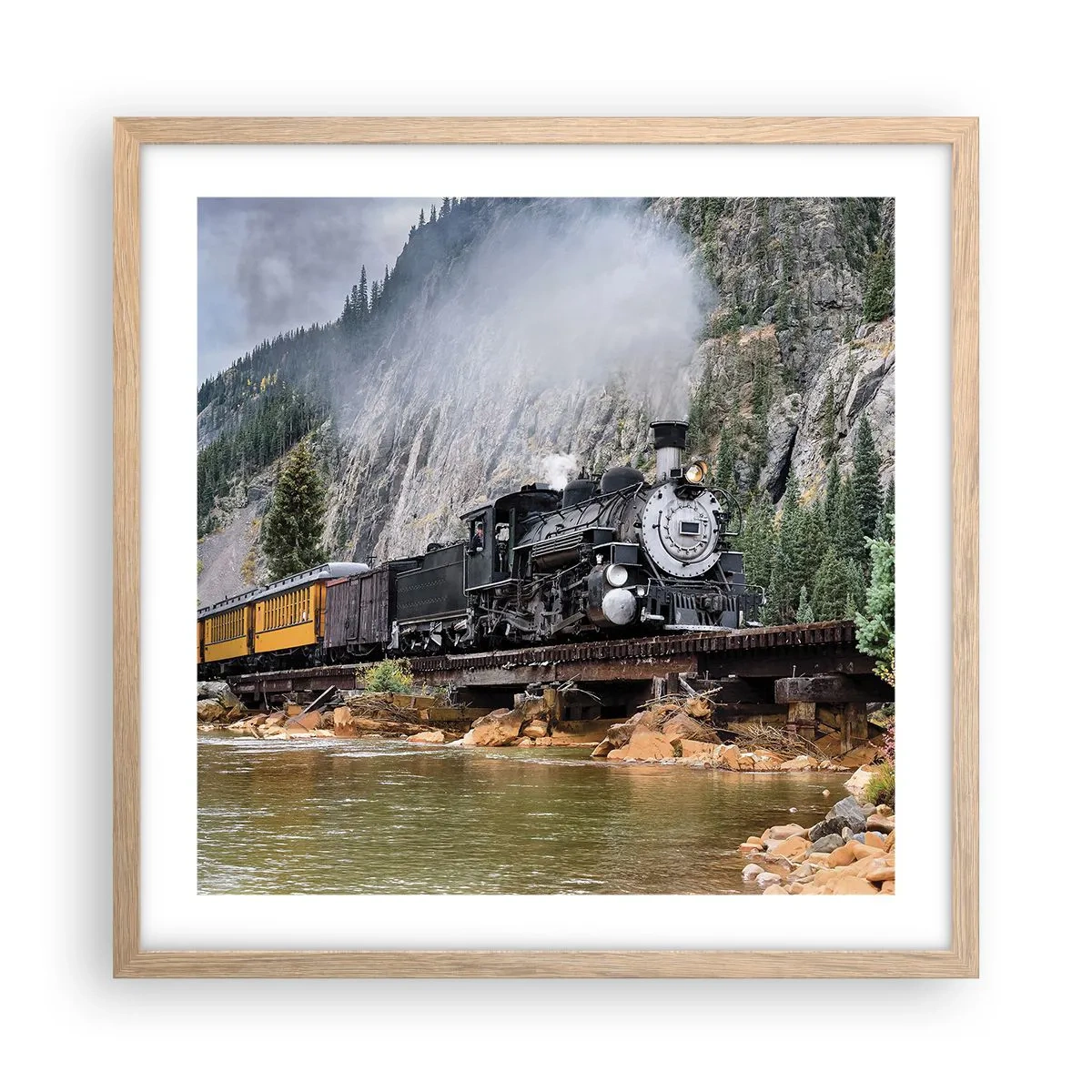 Poster in einem Rahmen aus heller Eiche - Wo willst du hin? Wohin? - 50x50 cm