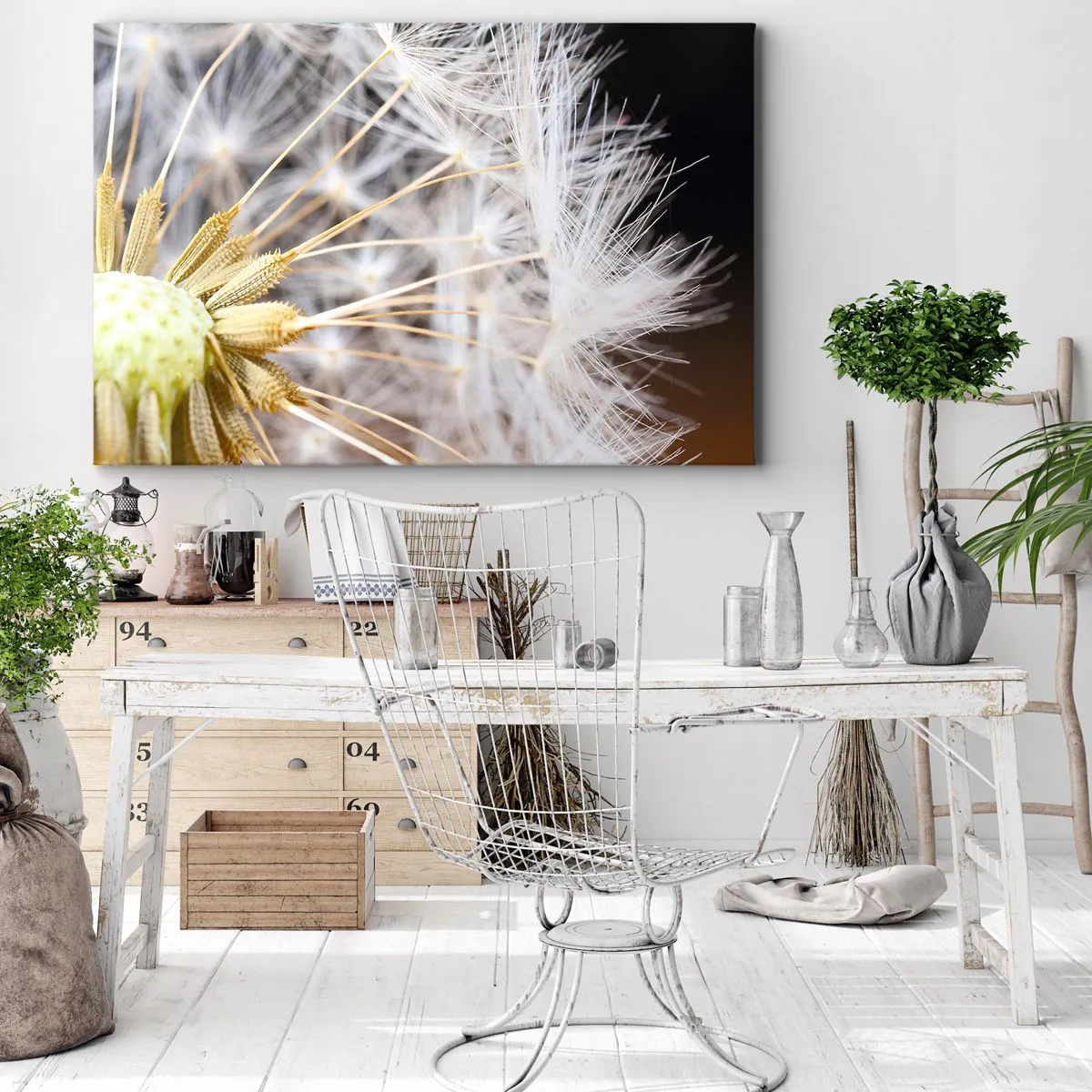 Bild auf Leinwand - Leinwandbild - Makrofotografie eines Löwenzahns mit zarten Samen - 120x80cm - Kurz vor dem Abflug - Moderne Wanddekoration für Wohnzimmer und Schlafzimmer ARTTOR