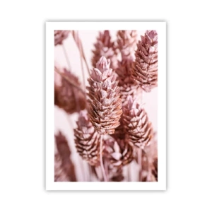 Poster - Nahaufnahme von getrockneten Blumen in Rosatönen - 50x70cm - Scheinbar unauffällig - Moderne Wanddekoration für Wohnzimmer und Schlafzimmer ARTTOR