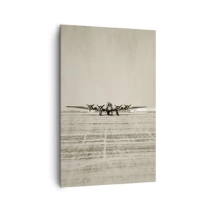 Bild auf Leinwand - Leinwandbild - Historisches Flugzeug auf dem Flughafen in Sepia - 80x120cm - Wie immer bereit - Moderne Wanddekoration für Wohnzimmer und Schlafzimmer ARTTOR