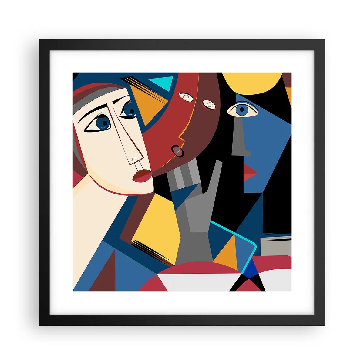 Poster in einem schwarzem Rahmen - Gespräch zwischen Kubisten - 40x40 cm
