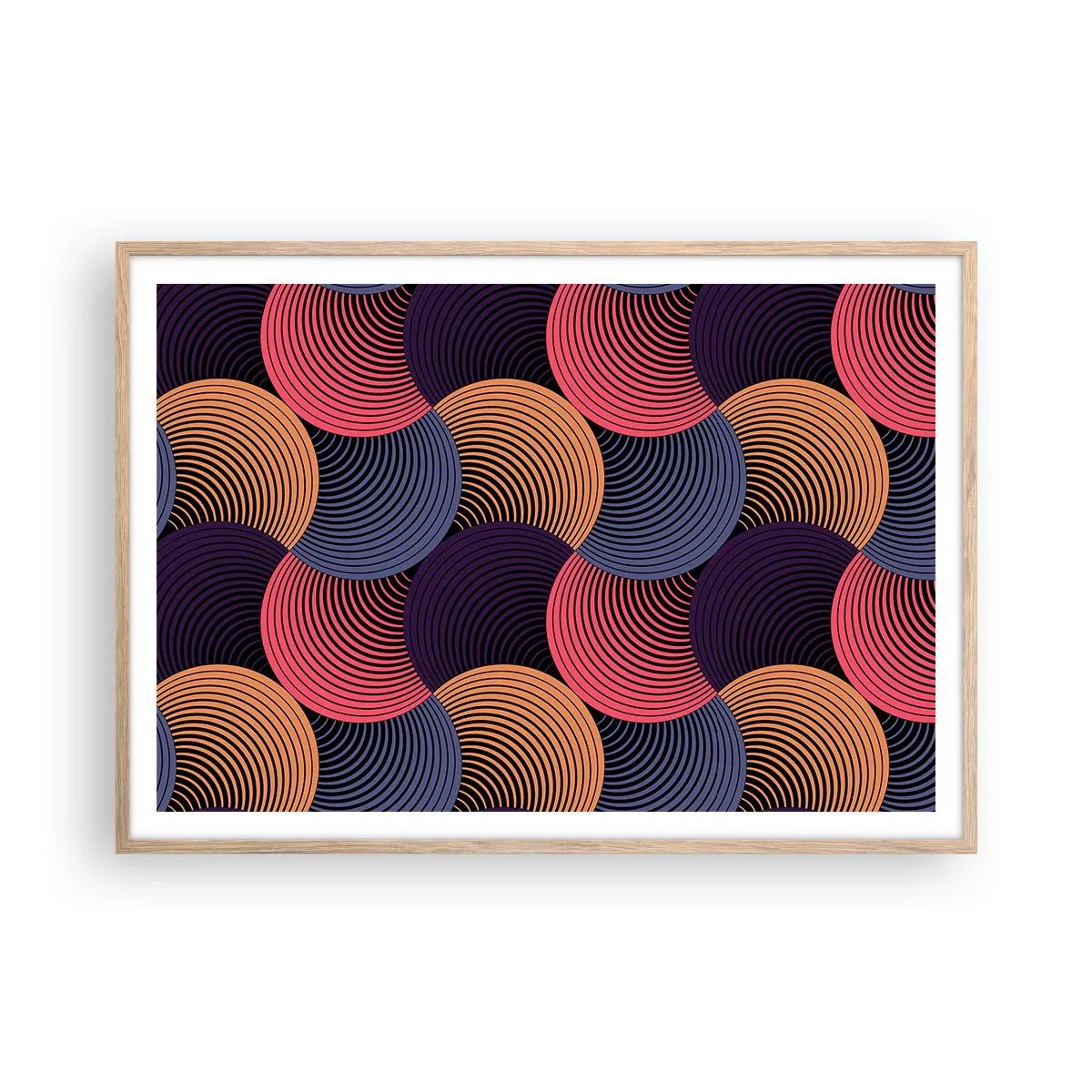 Poster in einem Rahmen aus heller Eiche - Im kreisenden Rhythmus - 100x70 cm