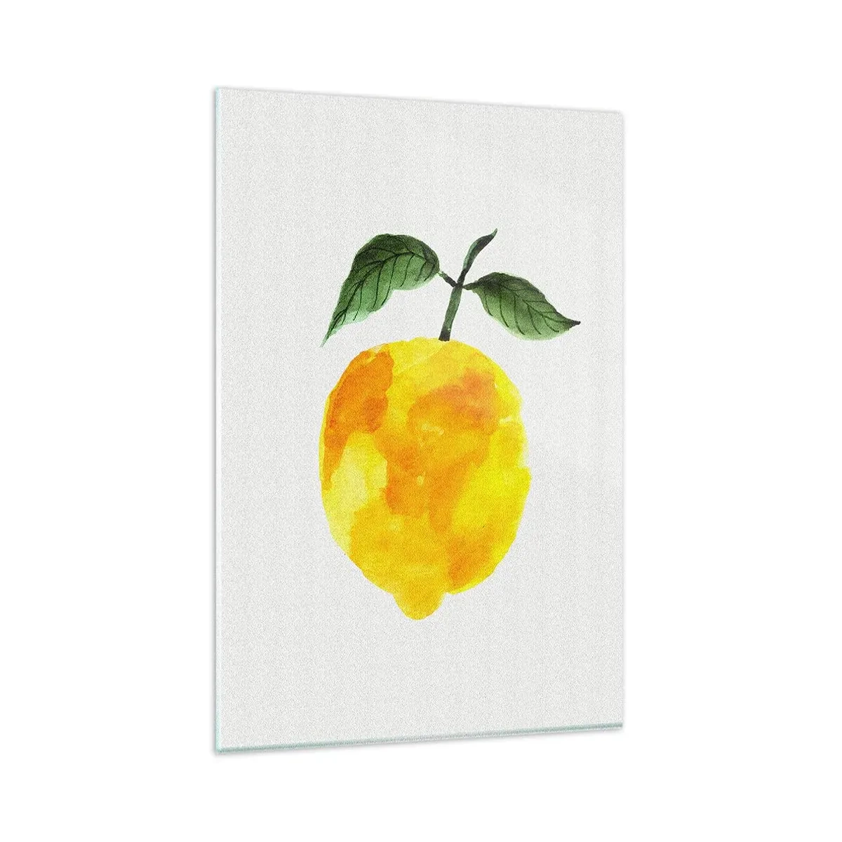 Glasbild - Bild auf glas - Aquarell Zitrone mit grünen Blättern auf hellem Hintergrund - 80x120cm - So schmeckt man die Sonne - Moderne Wanddekoration für Wohnzimmer und Schlafzimmer ARTTOR