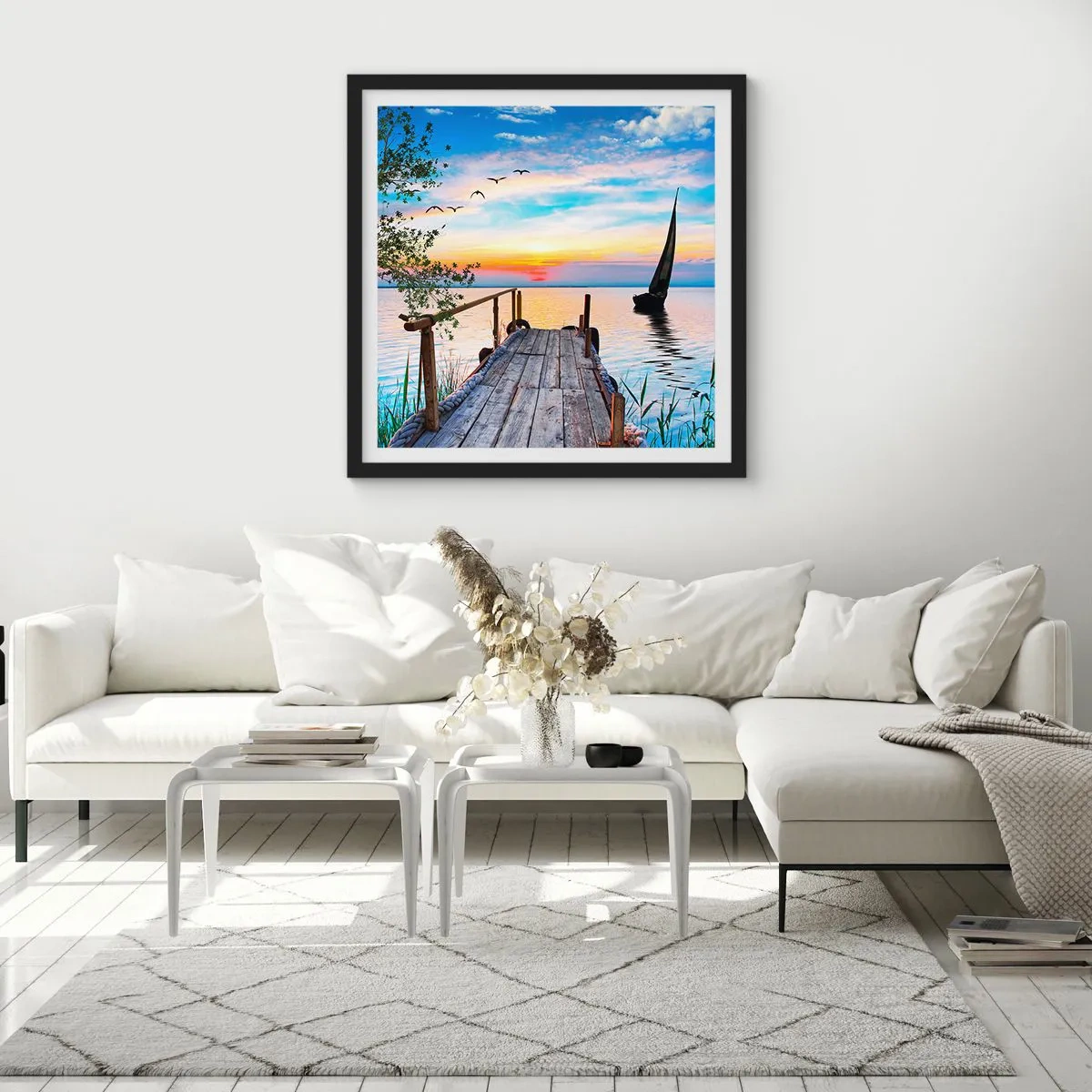 Poster in einem schwarzem Rahmen - Guten Abend - 60x60 cm