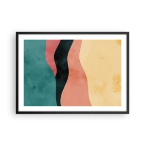 Poster in einem schwarzem Rahmen - Abstrakte Wellen in Pastellfarben - 70x50cm - Konforme Nichtkonformität - Moderne Wanddekoration für Wohnzimmer und Schlafzimmer ARTTOR