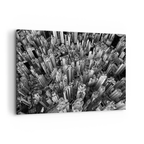 Bild auf Leinwand - Leinwandbild - Schwarz-weiße Vogelperspektive der Stadt - 120x80cm - Immer höher und höher - Moderne Wanddekoration für Wohnzimmer und Schlafzimmer ARTTOR