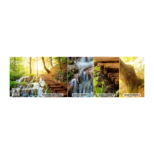 Fototapeten Muster Selbstklebend Deluxe Sticker - Eine ersehnte Kühle - Landschaft, Wasserfall, Wald - 100x30 cm