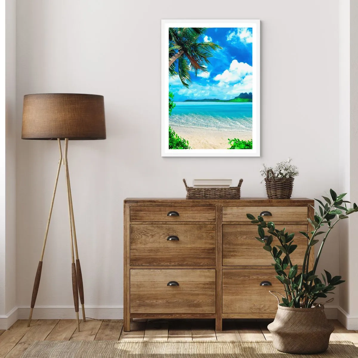 Poster in einem weißen Rahmen - Das Azurblau der Tropen - 70x100 cm