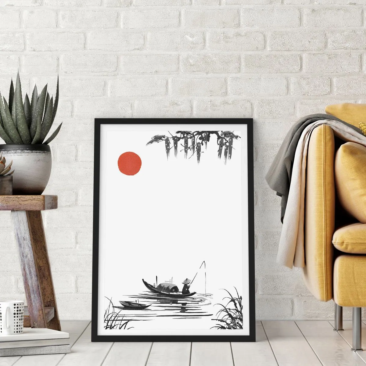 Poster in einem schwarzem Rahmen - Asiatischer Nachmittag - 30x40 cm