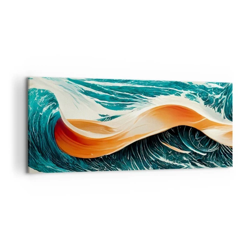 Bild auf Leinwand - Leinwandbild - Dynamische Meereswellen mit abstraktem Band - 120x50cm - Traum eines Surfers - Moderne Wanddekoration für Wohnzimmer und Schlafzimmer ARTTOR