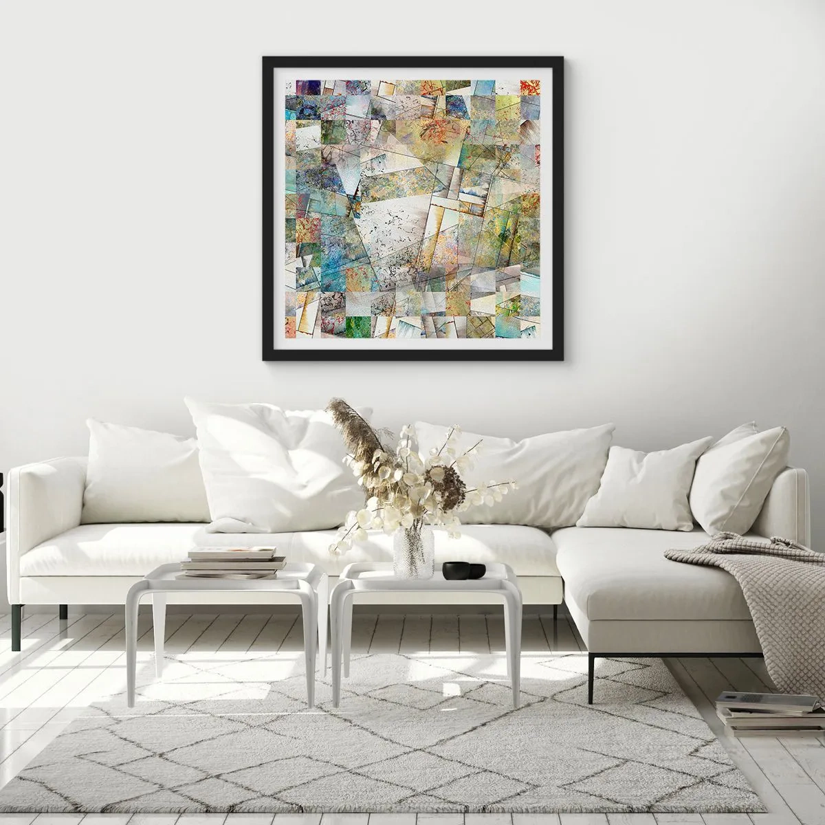 Poster in einem schwarzem Rahmen - Geometrische Mischung - 50x50 cm