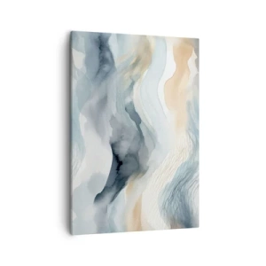Bild auf Leinwand - Leinwandbild - Eine zarte Abstraktion mit Bergmotiv in Pastelltönen. - 50x70cm - Verschneite und neblige Abstraktion - Moderne Wanddekoration für Wohnzimmer und Schlafzimmer ARTTOR