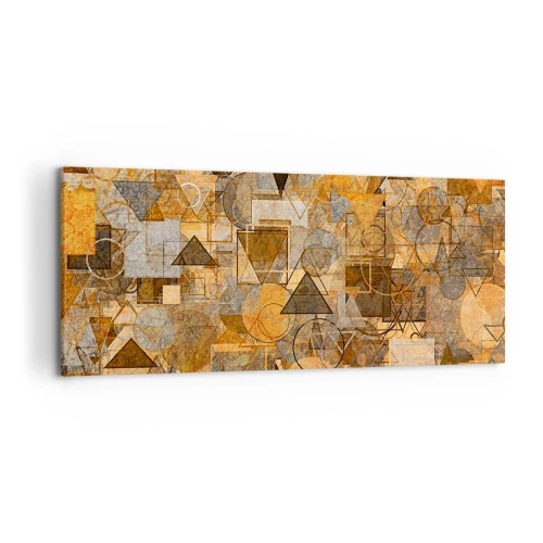 Bild auf Leinwand - Leinwandbild - Abstrakte geometrische Muster in Goldtönen - 120x50cm - Die Welt in Form - Moderne Wanddekoration für Wohnzimmer und Schlafzimmer ARTTOR