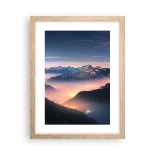 Poster in einem Rahmen aus heller Eiche - Licht in den Tälern - 30x40 cm