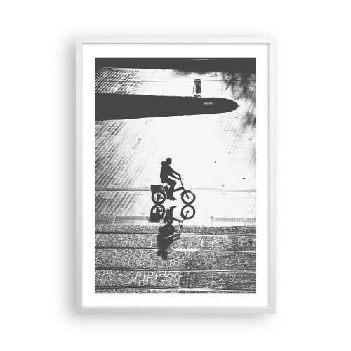 Poster in einem weißen Rahmen - Vor sich hin durch die Stadt - 50x70 cm