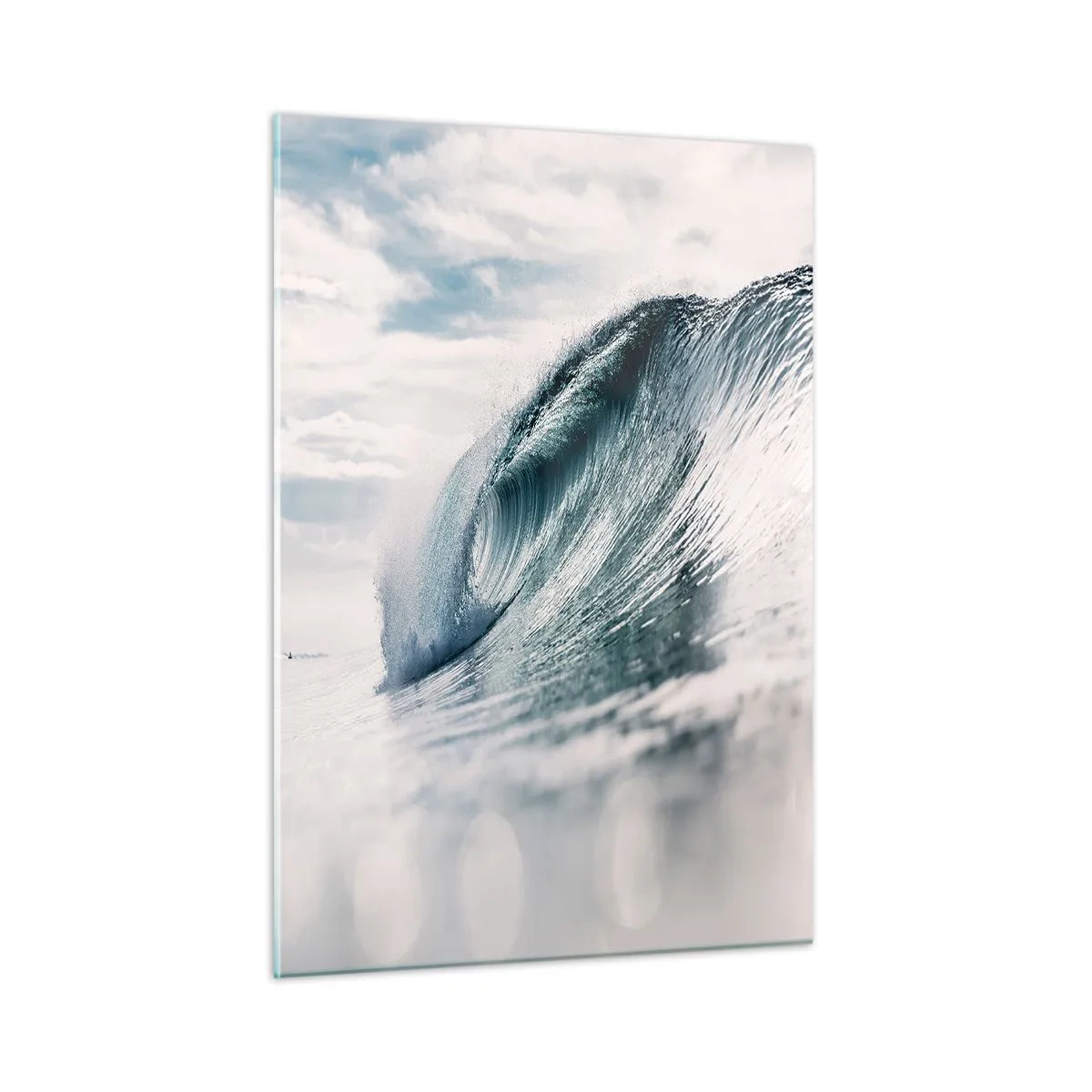 Glasbild - Bild auf glas - Eine kraftvolle Meereswelle in den Strahlen der Sonne - 50x70cm - Wasserspitze - Moderne Wanddekoration für Wohnzimmer und Schlafzimmer ARTTOR