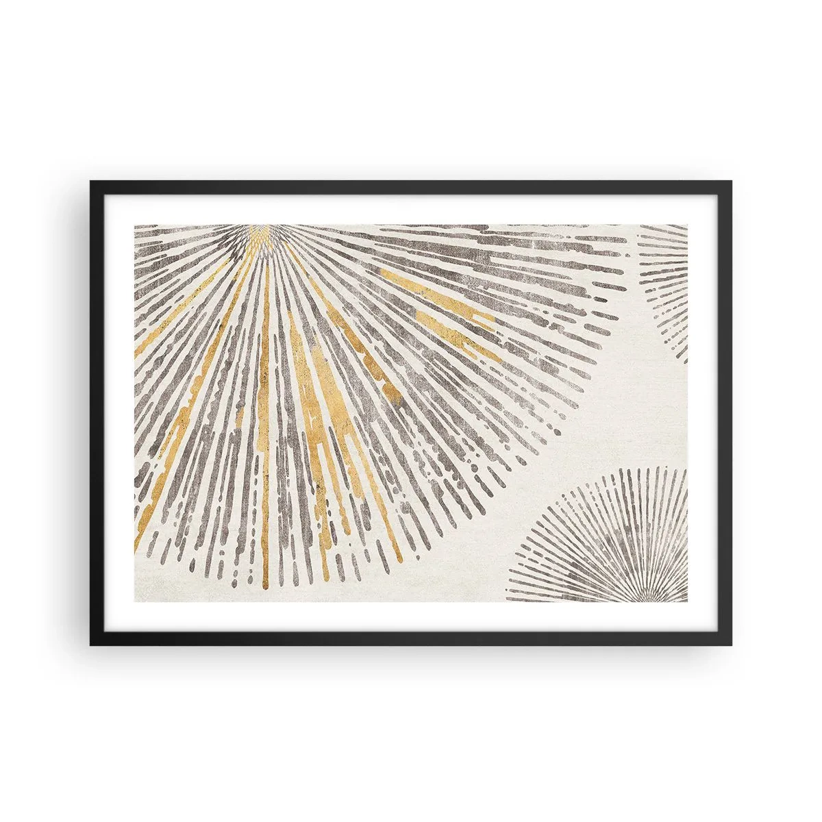 Poster in einem schwarzem Rahmen - Abstraktes strahlenförmiges Muster - 70x50cm - Schönheit des Strahls - Moderne Wanddekoration für Wohnzimmer und Schlafzimmer ARTTOR