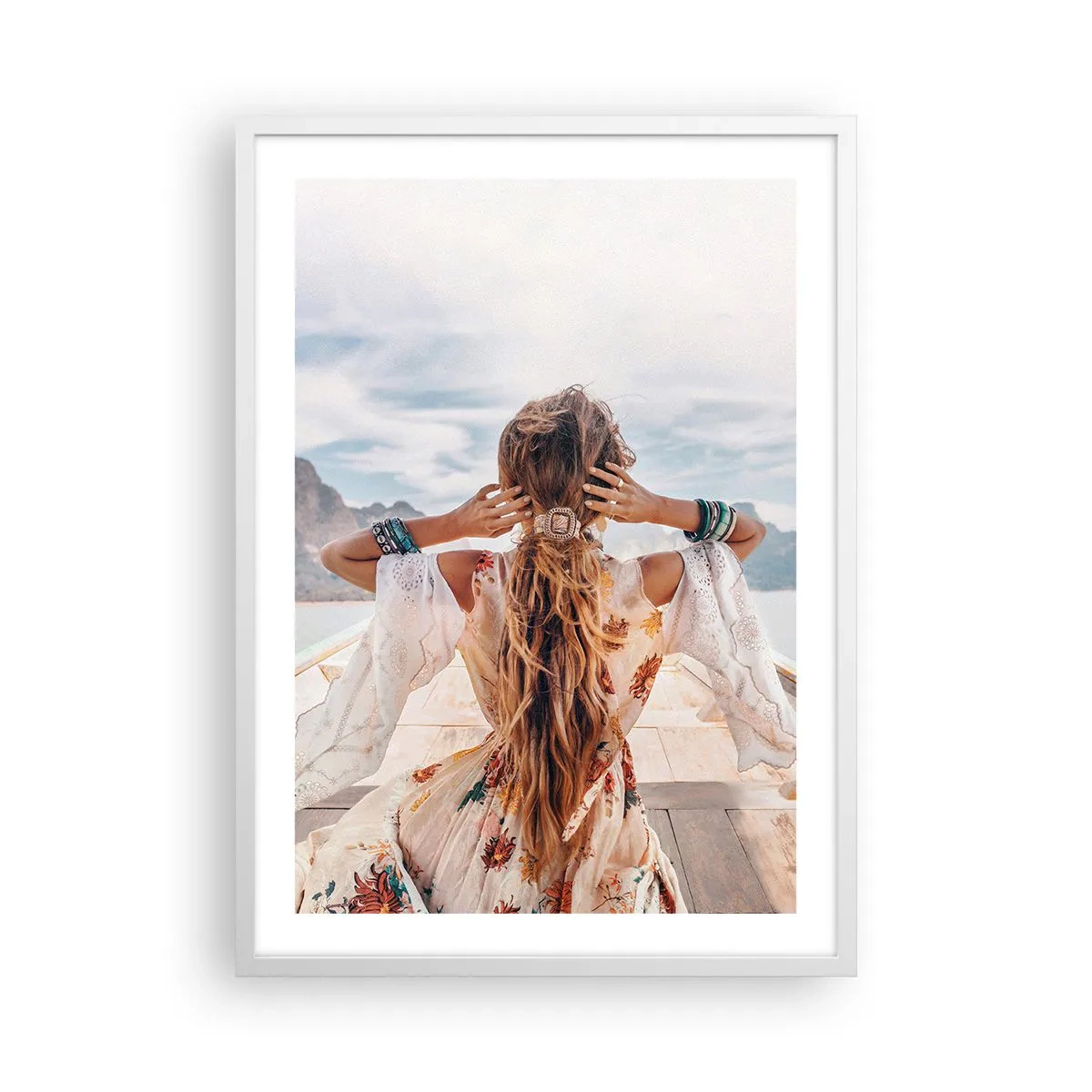 Poster in einem weißen Rahmen - Auf dem Weg zum Glück - 50x70 cm