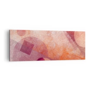 Bild auf Leinwand - Leinwandbild - Abstrakte geometrische Formen in Pastelltönen von Rosa - 140x50cm - Geometrische Transformationen in Pink - Moderne Wanddekoration für Wohnzimmer und Schlafzimmer ARTTOR