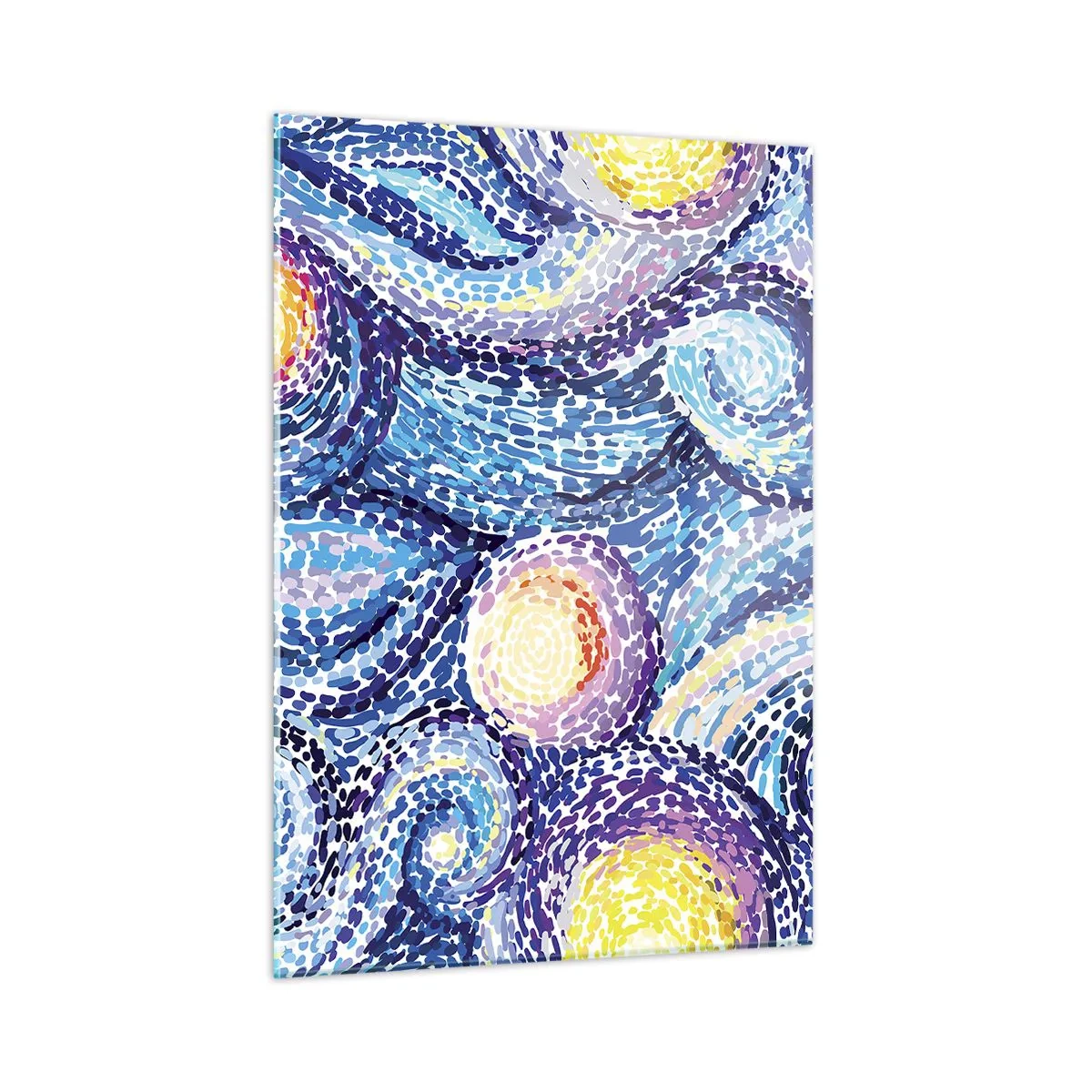 Glasbild - Bild auf glas - Eine abstrakte Interpretation der Sternennacht in intensiven Farben - 50x70cm - Aus einem Gemälde von van Gogh - Moderne Wanddekoration für Wohnzimmer und Schlafzimmer ARTTOR