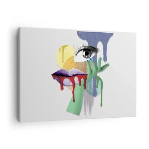 Bild auf Leinwand - Leinwandbild - Dekonstruiertes Porträt mit abstrakten Elementen - 70x50cm - Ein dekonstruiertes Porträt - Moderne Wanddekoration für Wohnzimmer und Schlafzimmer ARTTOR