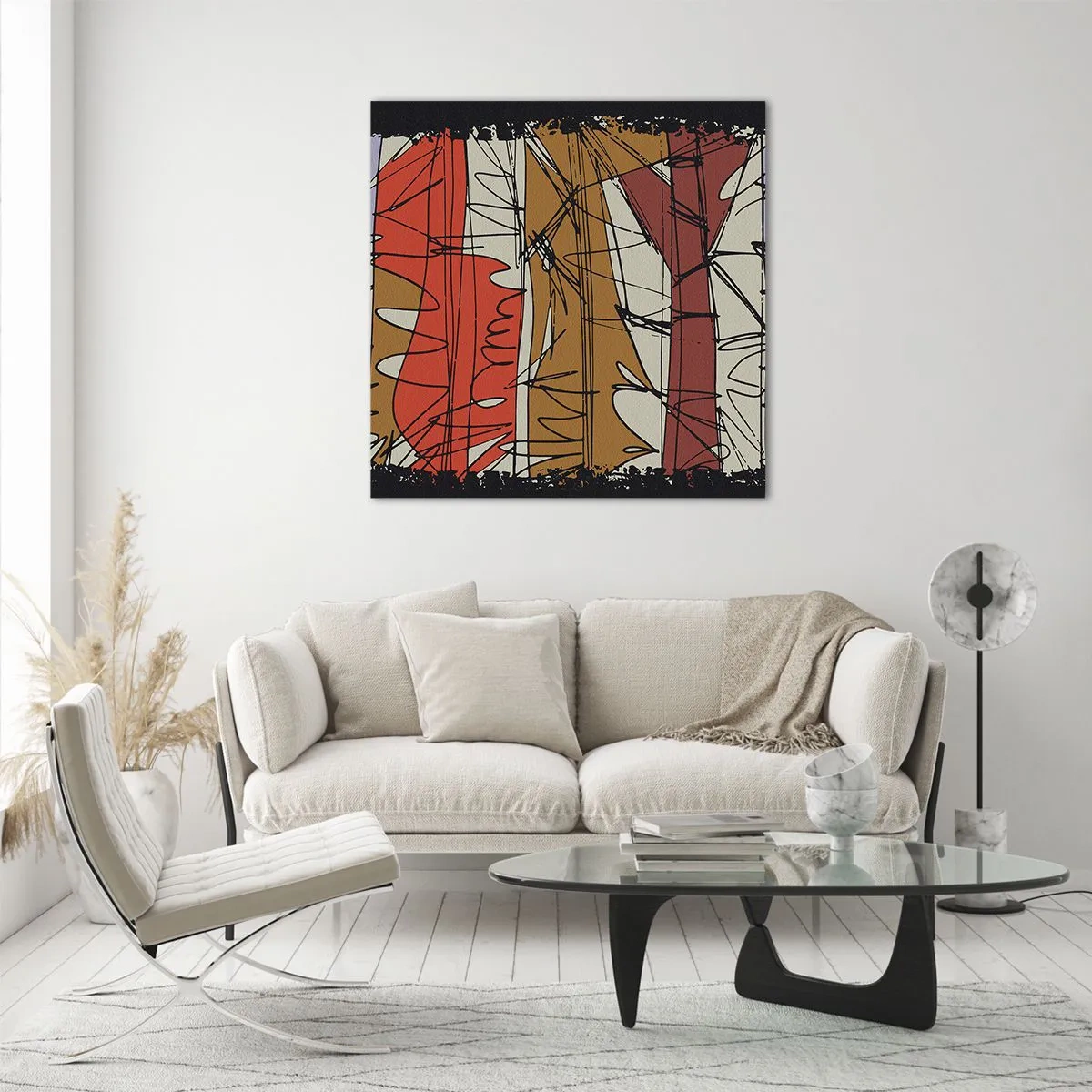 Glasbild - Bild auf glas - Spontane Komposition - 40x40 cm