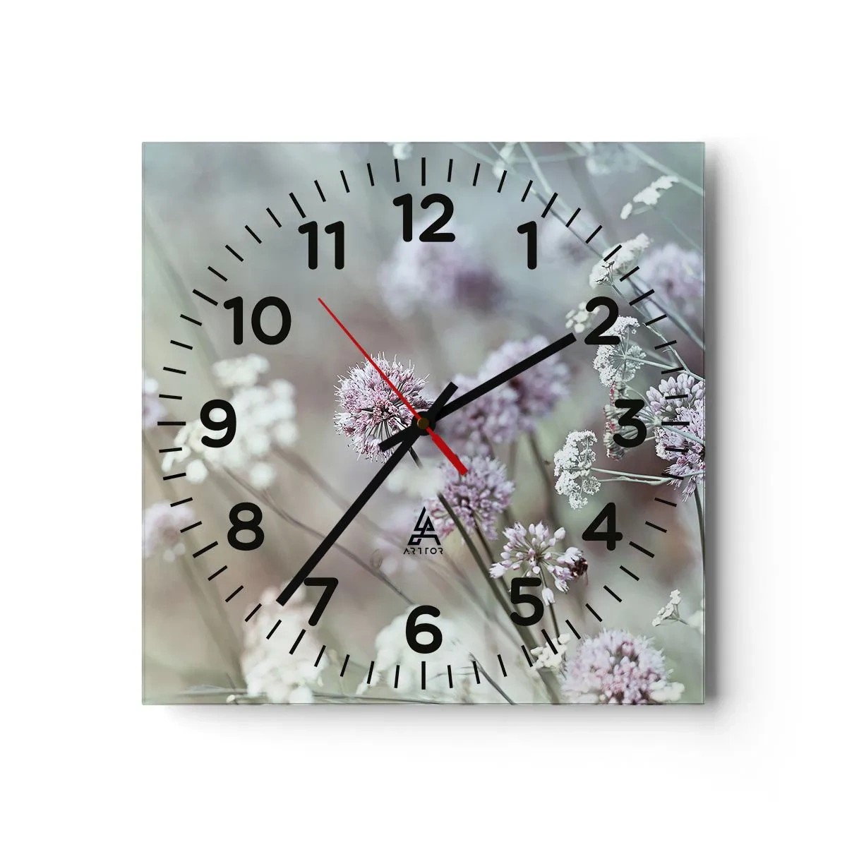 Wanduhr - Glasuhr - Süße filigrane Kräuter - 40x40 cm