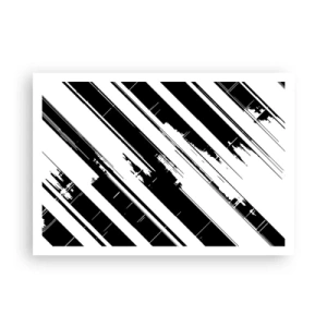 Poster - Schwarz-weiße Linien und geometrische Muster im modernen Stil - 100x70cm - Eine intensive und dynamische Komposition - Moderne Wanddekoration für Wohnzimmer und Schlafzimmer ARTTOR