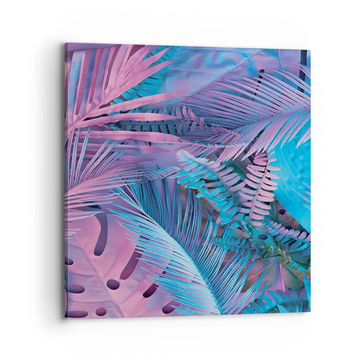 Bild auf Leinwand - Leinwandbild - Tropen in Rosa und Blau - 70x70 cm