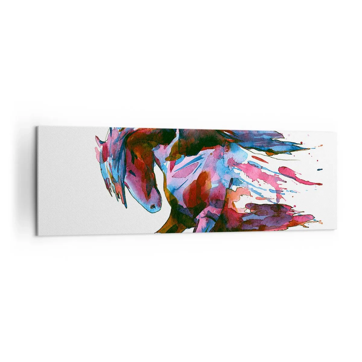 Bild auf Leinwand - Leinwandbild - Ein Pferd in dynamischen abstrakten Farben symbolisiert Freiheit - 160x50cm - In Verzückung - Moderne Wanddekoration für Wohnzimmer und Schlafzimmer ARTTOR