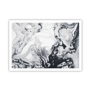 Poster - Monochromes abstraktes Muster mit Marmoreffekt - 100x70cm - Das Innere der Erde - Moderne Wanddekoration für Wohnzimmer und Schlafzimmer ARTTOR